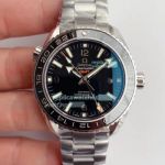 VSF Swiss Omega Seamaster Planet Ocean GMT Replica Watch Black Dial Silver 6,9,12